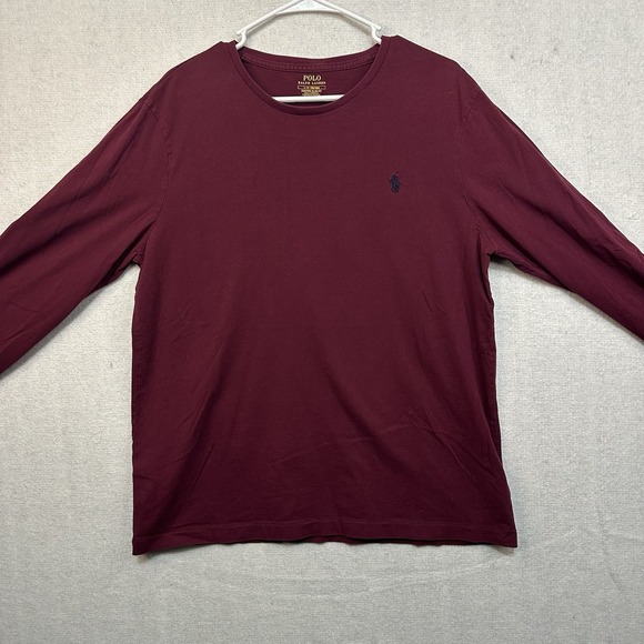 Ralph Lauren Other - Polo Ralph Lauren Men's Large Custom Slim Fit Pullover Shirt Burgundy Crew Neck